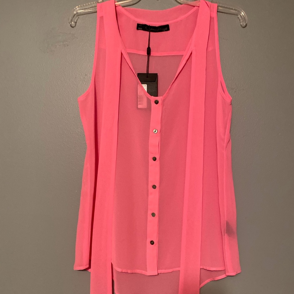 Sleeveless Chiffon Tie-Neck Blouse